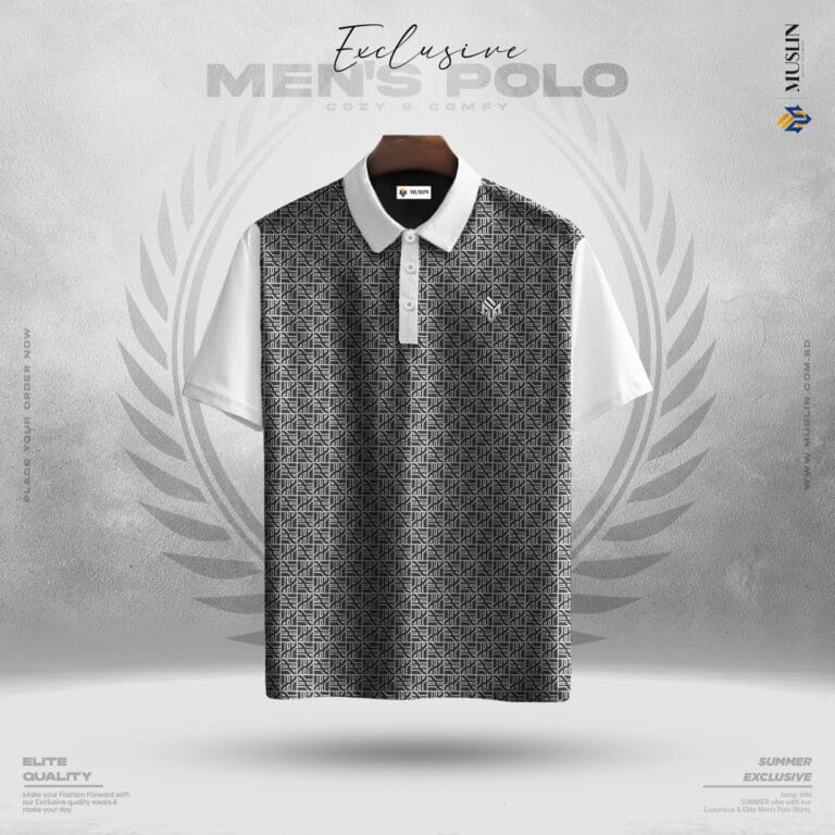 Muslin’s Luxury Seamless Pattern Polo | Black