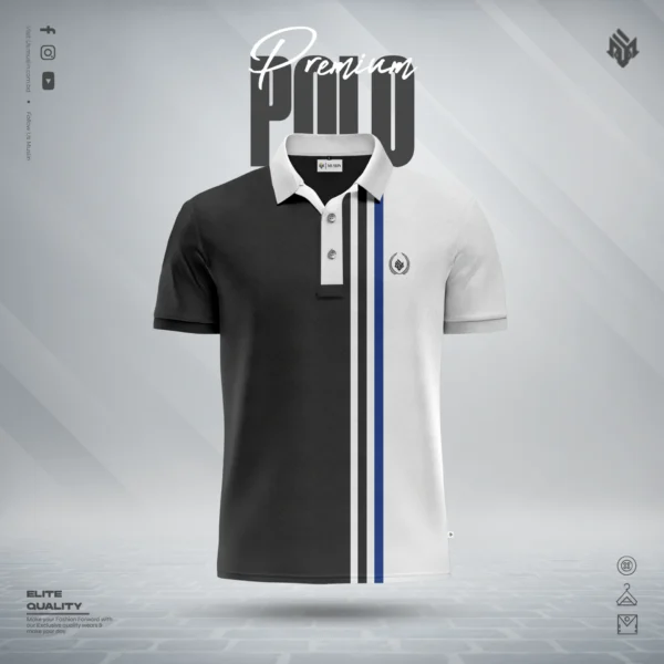 Muslin's Premium Stripe Polo | Black & White