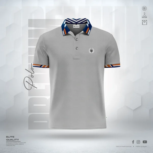 Muslin's Luxurious Jacquard Polo | Light Gray