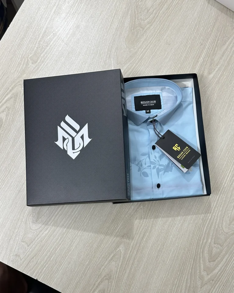 Muslin’s Indian Fabric’s Digital Print Shirt | Sky