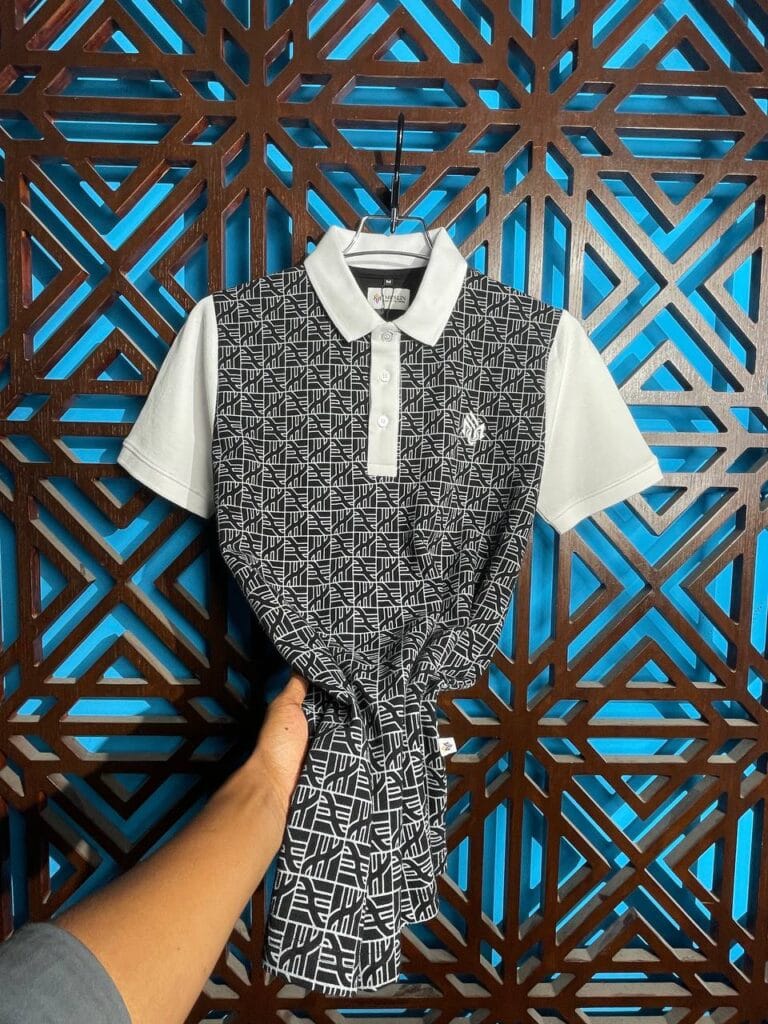 Muslin’s Luxury Seamless Pattern Polo | Black