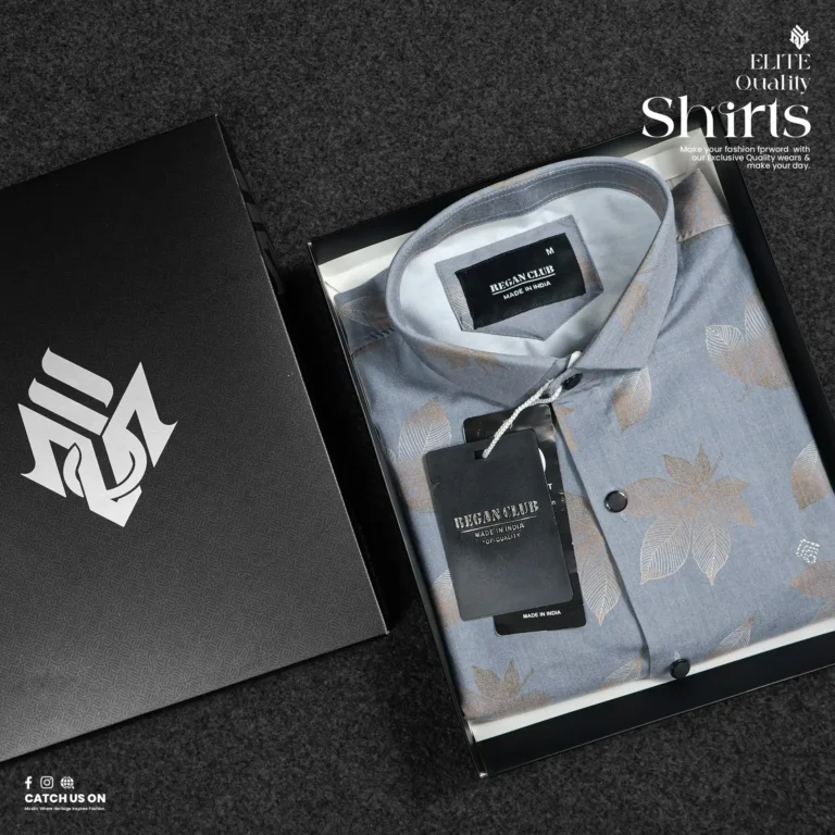 Muslin’s Elite Quality Men’s Digital Printed Full Shirt | Ash