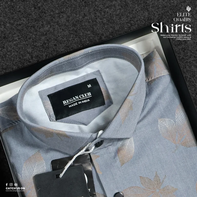 Muslin’s Elite Quality Men’s Digital Printed Full Shirt | Ash