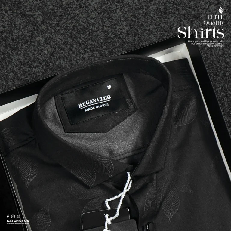 Muslin’s Elite Quality Men’s Digital Printed Full Shirt | Black