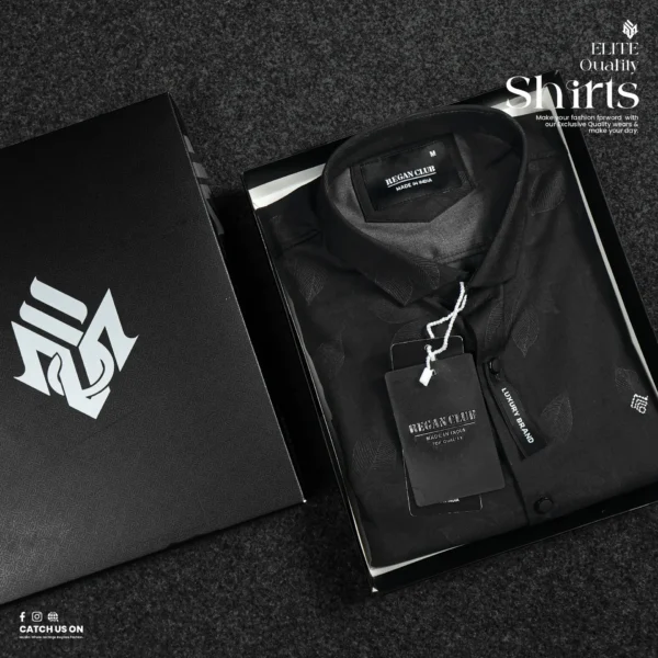 Muslin's Elite Quality Men’s Digital Printed Full Shirt | Black