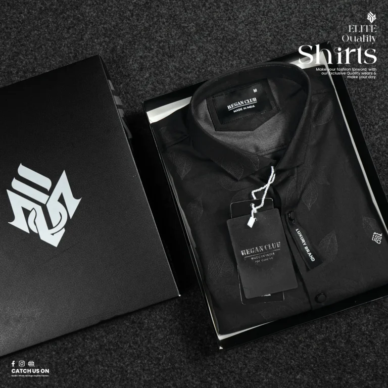 Muslin’s Elite Quality Men’s Digital Printed Full Shirt | Black