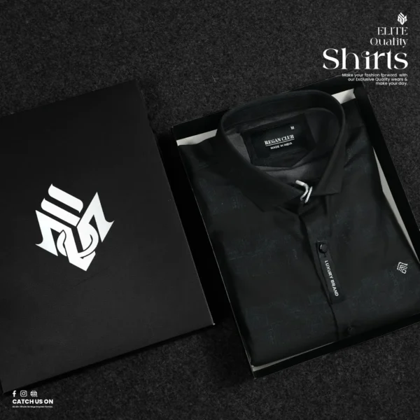 Muslin's Premium Quality Men’s Digital Printed Full Shirt | Black