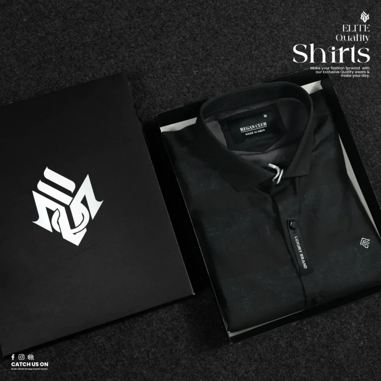 Muslin’s Premium Quality Men’s Digital Printed Full Shirt | Black