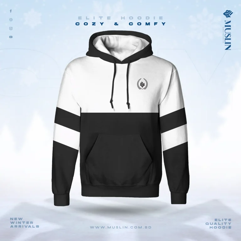 Muslin’s Premium Classic Style hoodie – Black & White