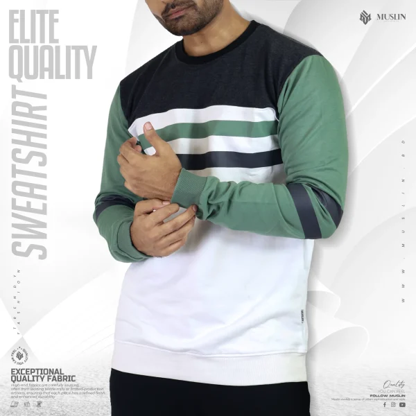 Muslin's Premium Urban Metro Stripe Sweatshirt - light Green