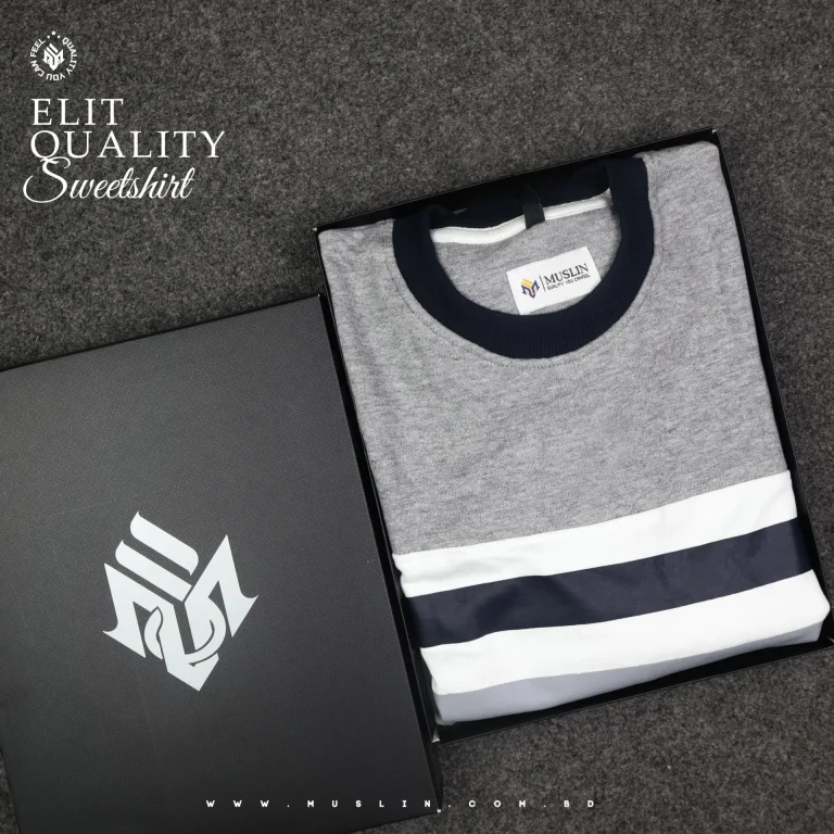 Muslin’s Premium Urban Metro Style Stripe Sweatshirt – Navy Blue