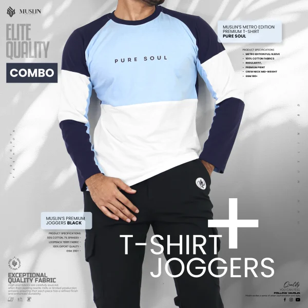 Muslin's Premium Combo 1 Joggers & T-shirt